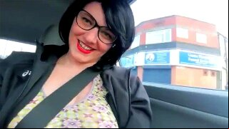 Tanya being very slutty outdoors for a fan with a dildo and nipple clamps
